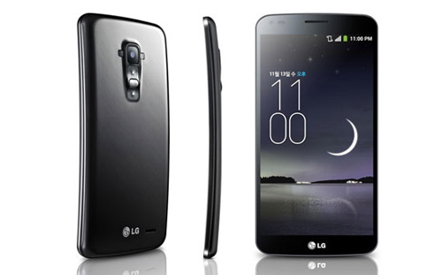 LG G Flex với kiểu dáng thiết kế cong theo chiều dọc.